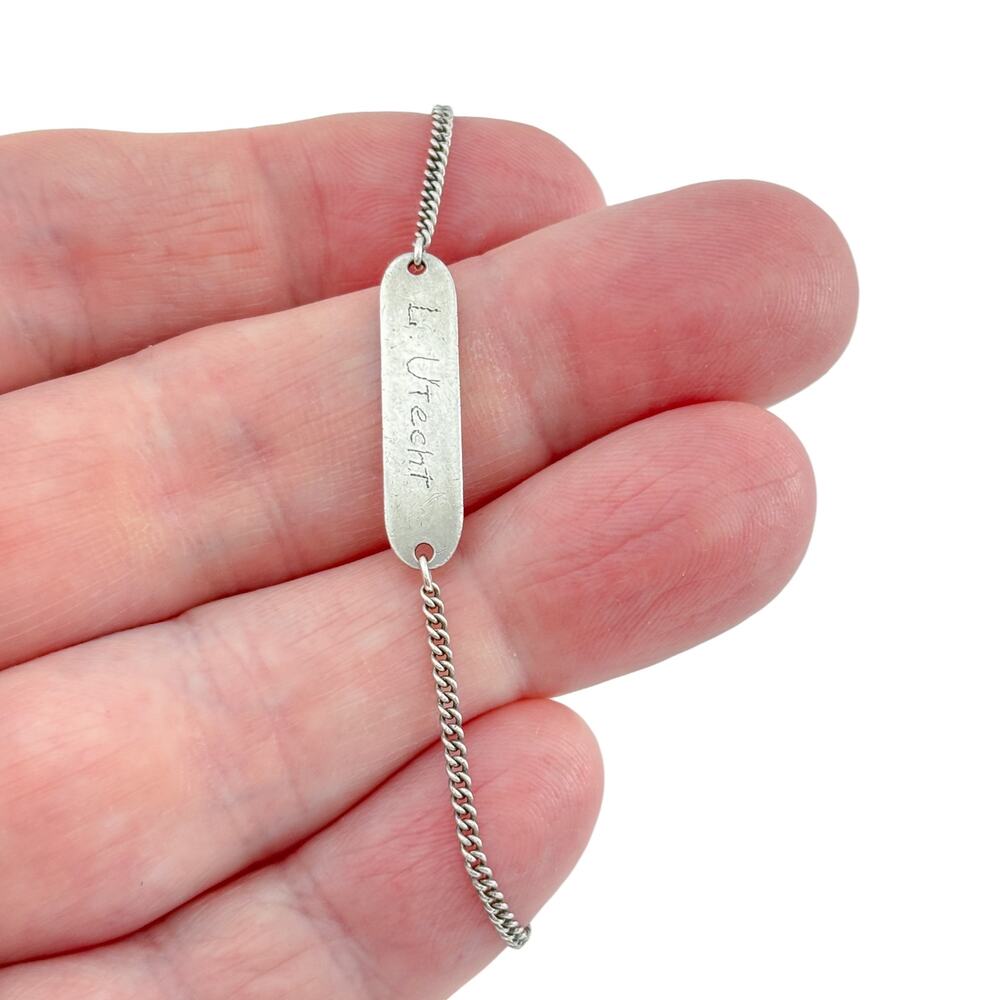 Vintage Sterling Silver 925 L. Utecht ID Bracelet 6.5"